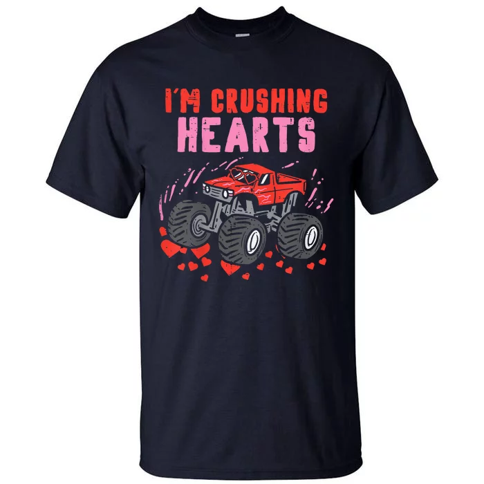 I Crush Hearts Monster Truck Valentines Day Tall T-Shirt