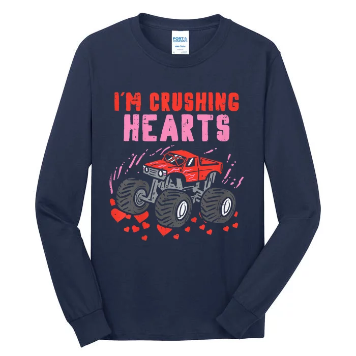 I Crush Hearts Monster Truck Valentines Day Tall Long Sleeve T-Shirt