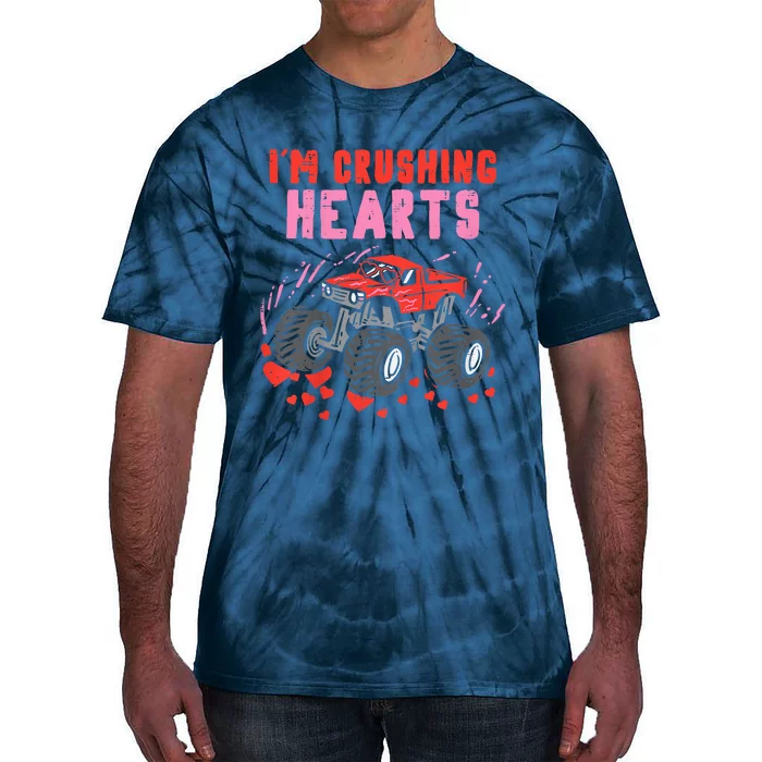 I Crush Hearts Monster Truck Valentines Day Tie-Dye T-Shirt