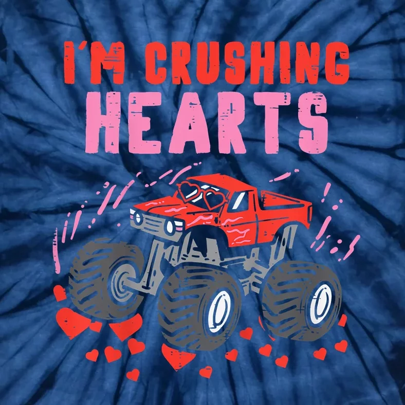 I Crush Hearts Monster Truck Valentines Day Tie-Dye T-Shirt