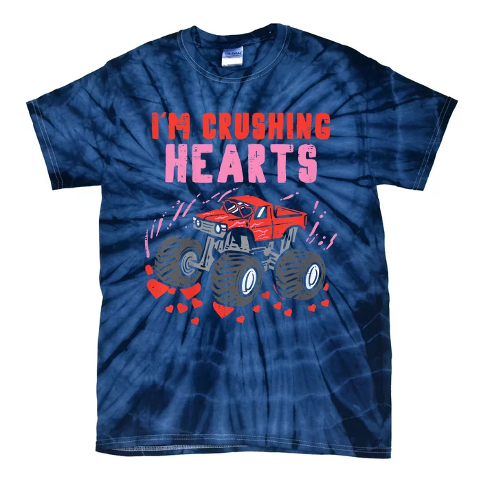 I Crush Hearts Monster Truck Valentines Day Tie-Dye T-Shirt