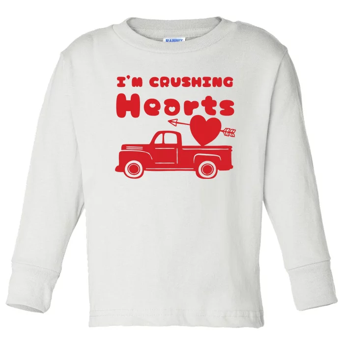 IM Crushing Hearts Monster Truck Valentines Day Toddler Long Sleeve Shirt