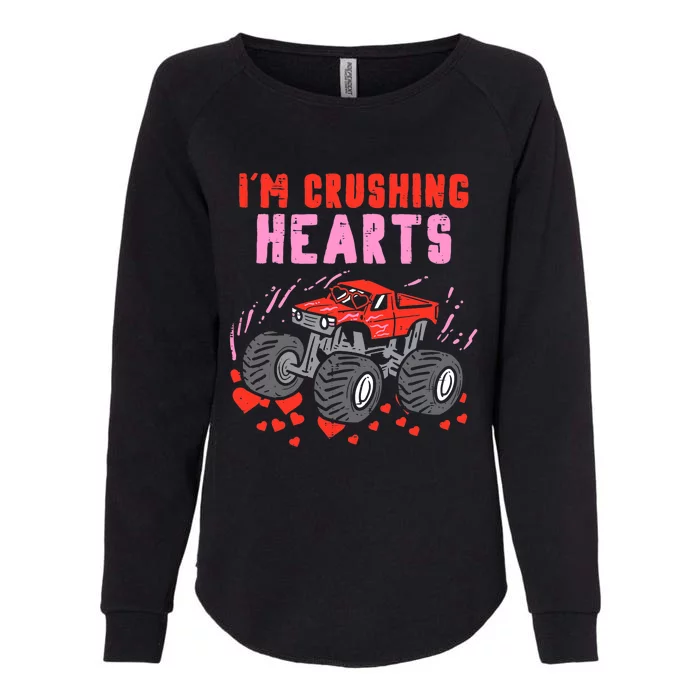 I Crush Hearts Monster Truck Toddler Boys Valentines Day Womens California Wash Sweatshirt