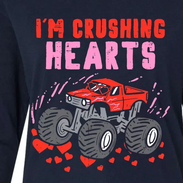 I Crush Hearts Monster Truck Toddler Boys Valentines Day Womens Cotton Relaxed Long Sleeve T-Shirt