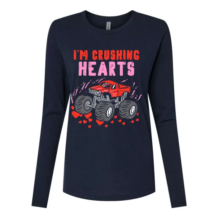 I Crush Hearts Monster Truck Toddler Boys Valentines Day Womens Cotton Relaxed Long Sleeve T-Shirt