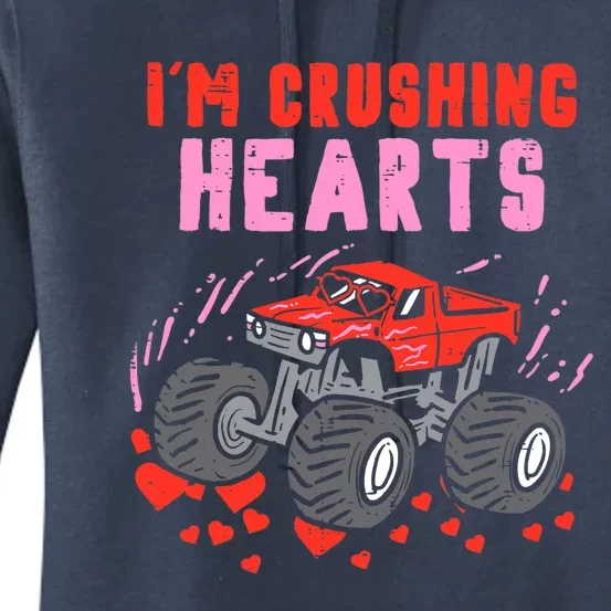 I Crush Hearts Monster Truck Toddler Boys Valentines Day Women's Pullover Hoodie