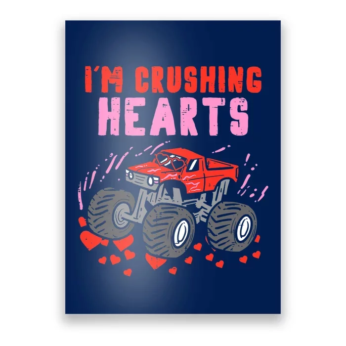 I Crush Hearts Monster Truck Toddler Boys Valentines Day Poster