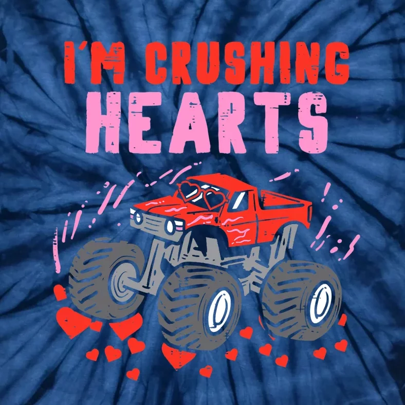 I Crush Hearts Monster Truck Toddler Boys Valentines Day Tie-Dye T-Shirt