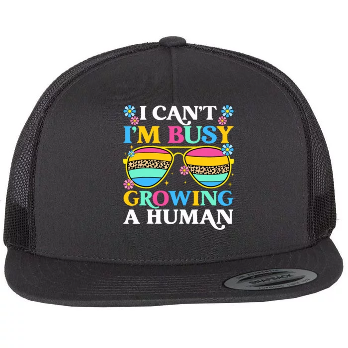 I CanT IM Busy Growing A Human Pregnancy Announcement Mom Flat Bill Trucker Hat