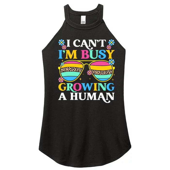 I CanT IM Busy Growing A Human Pregnancy Announcement Mom Women’s Perfect Tri Rocker Tank