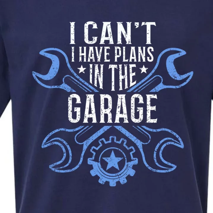 I Cant I Have Plans In The Garage Gift Sueded Cloud Jersey T-Shirt