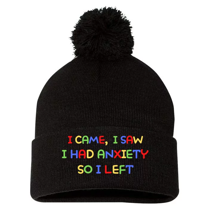 I Came, I Saw I Had Anxiety So I Left Pom Pom 12in Knit Beanie