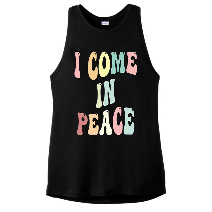 I Come In Peace Im Peace Groovy Retro Ladies Tri-Blend Wicking Tank