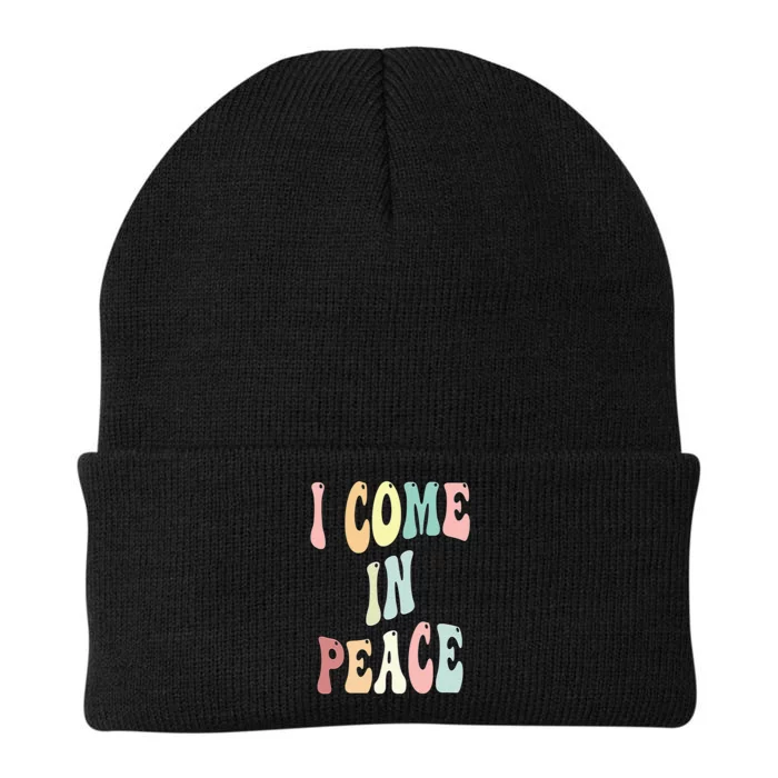 I Come In Peace Im Peace Groovy Retro Knit Cap Winter Beanie