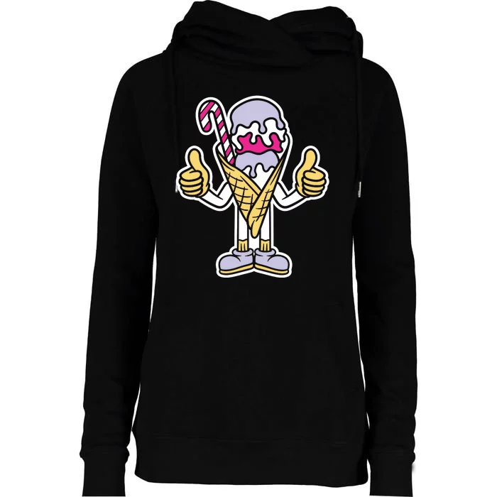 Ice Cream Womens Funnel Neck Pullover Hood