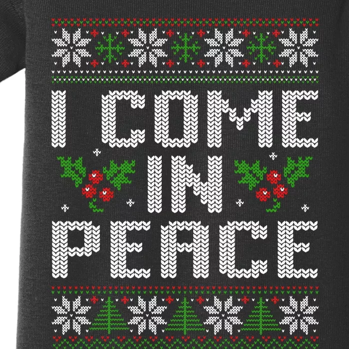 I Come In Peace Couple Matching Ugly Christmas Sweater Baby Bodysuit