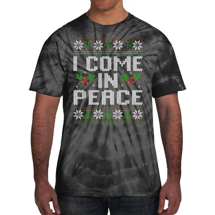 I Come In Peace Couple Matching Ugly Christmas Sweater Tie-Dye T-Shirt