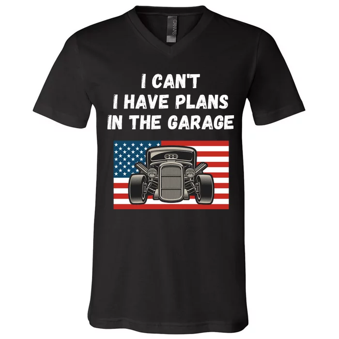 I Can’t I Have Plans In The Garage, Mechanic, Funny Garage V-Neck T-Shirt