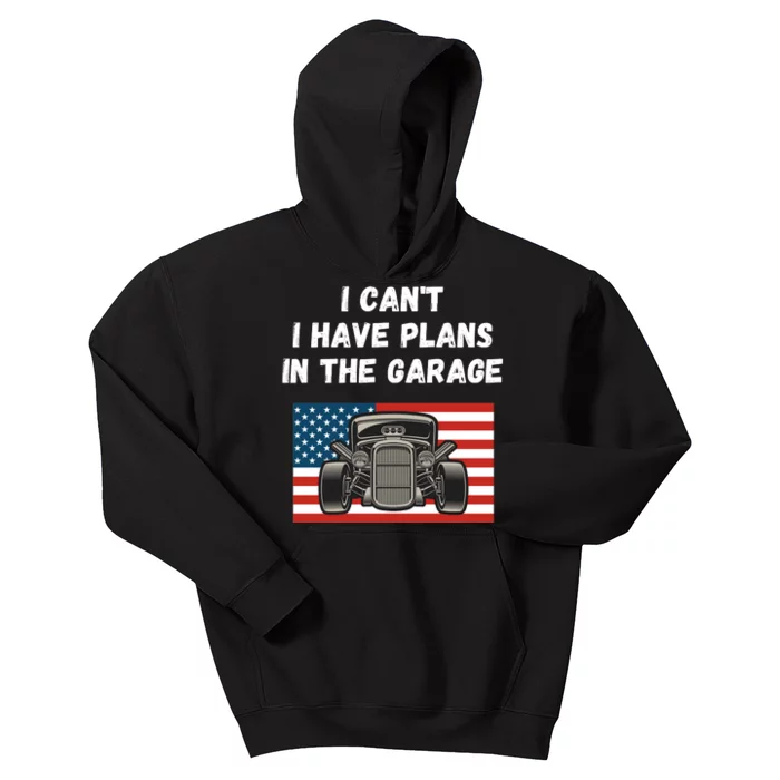 I Can’t I Have Plans In The Garage, Mechanic, Funny Garage Kids Hoodie