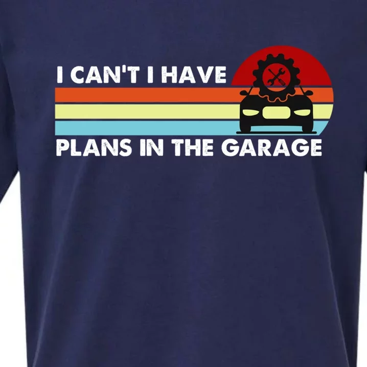 I Cant I Have Plans In The Garage Gift Sueded Cloud Jersey T-Shirt