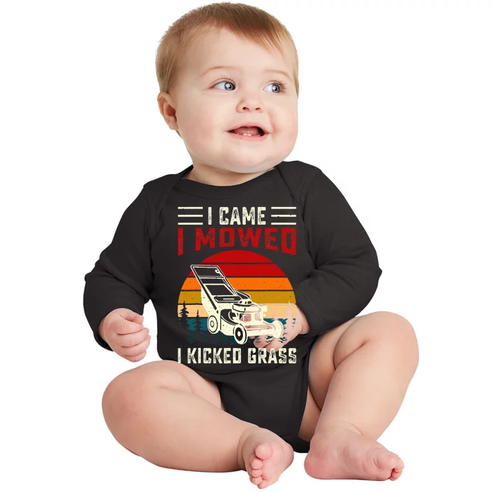 I Came I Mowed I Kicked Grass Baby Long Sleeve Bodysuit