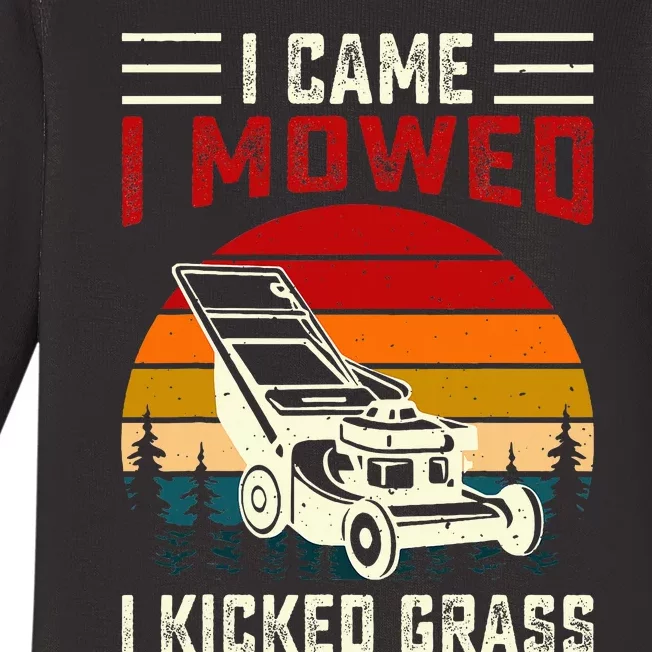 I Came I Mowed I Kicked Grass Baby Long Sleeve Bodysuit