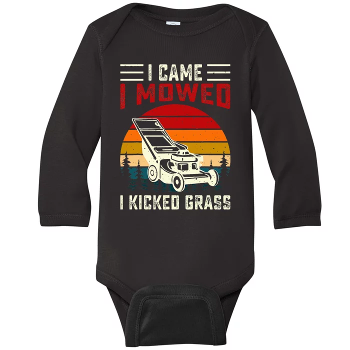 I Came I Mowed I Kicked Grass Baby Long Sleeve Bodysuit