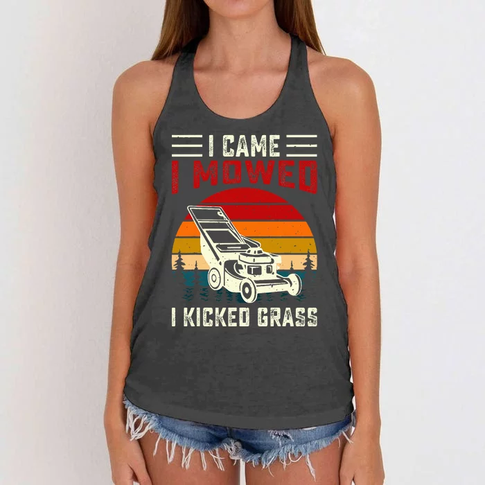 I Came I Mowed I Kicked Grass Women's Knotted Racerback Tank