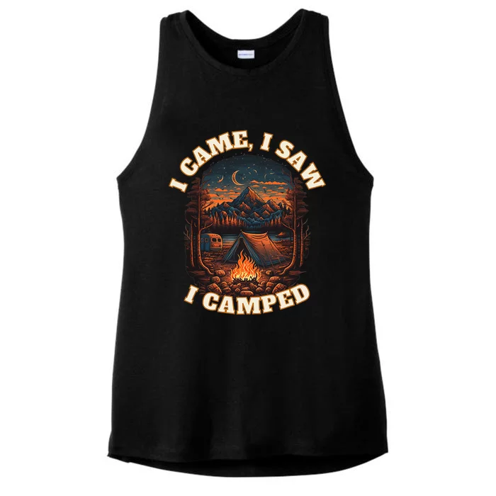 I Came I Saw I Camped. Camping Outdoor Sports Lovers Gift Ladies Tri-Blend Wicking Tank