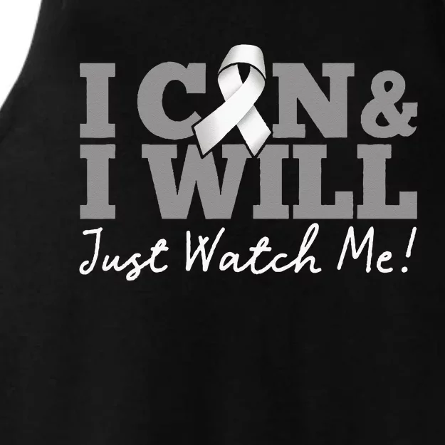 I Can & I Will Beat Lung Cancer Warrior Just Watch Me Ladies Tri-Blend Wicking Tank