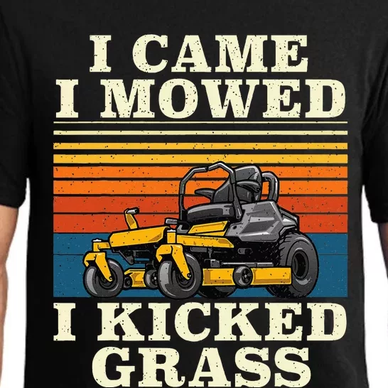 I Came I Mowed I Kicked Grass Lawn Mower Landscaping Pajama Set