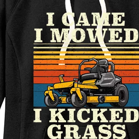 I Came I Mowed I Kicked Grass Lawn Mower Landscaping Women's Fleece Hoodie