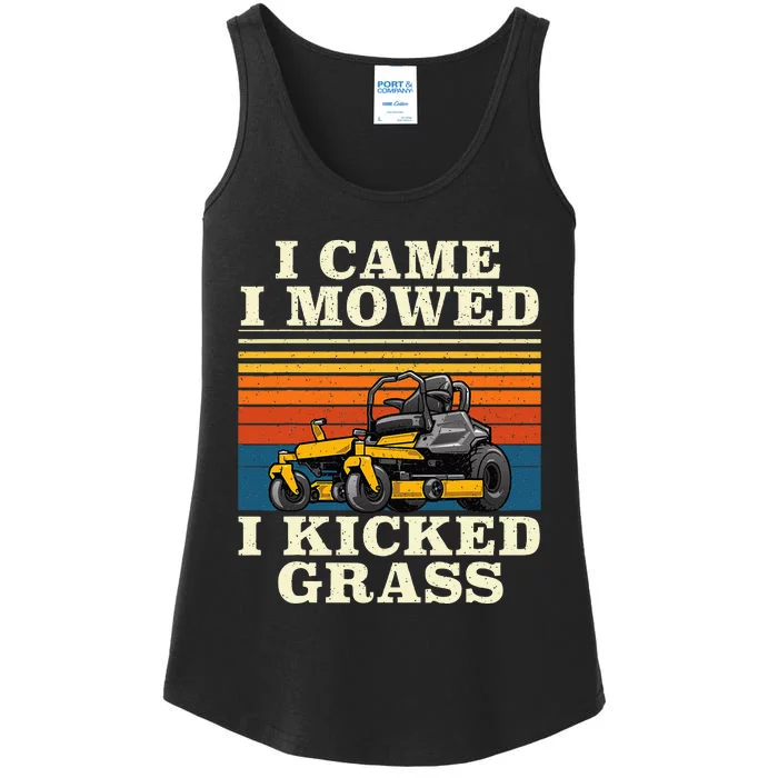 I Came I Mowed I Kicked Grass Lawn Mower Landscaping Ladies Essential Tank