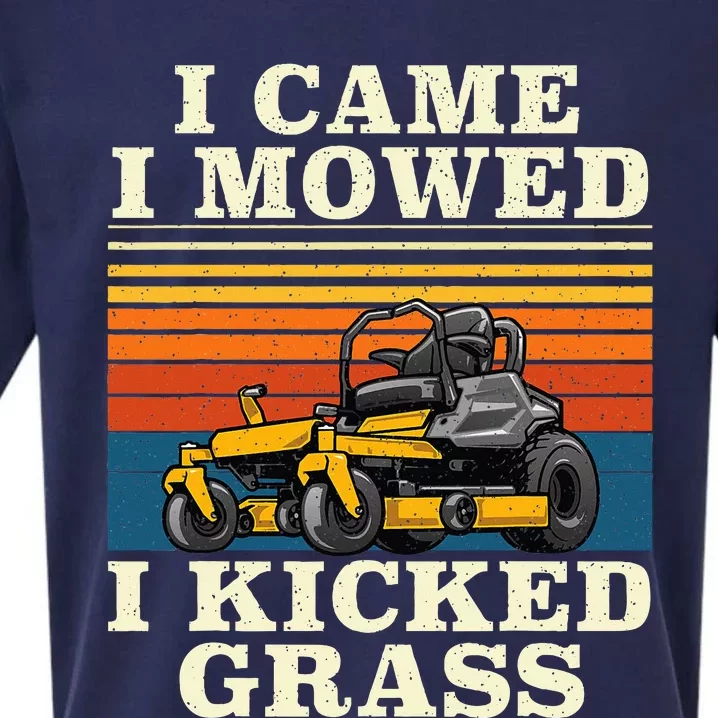 I Came I Mowed I Kicked Grass Lawn Mower Landscaping Sueded Cloud Jersey T-Shirt