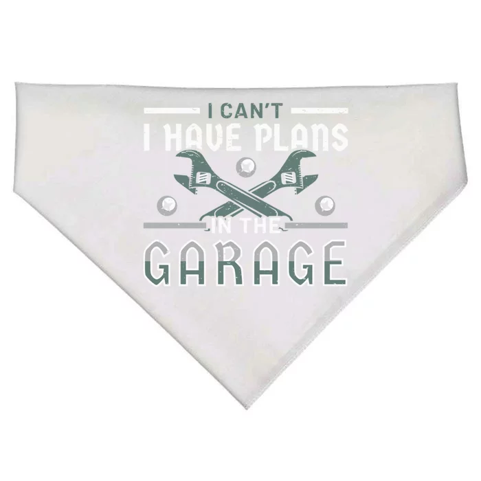 I Can´t I Have Plans In The Garage Gift USA-Made Doggie Bandana