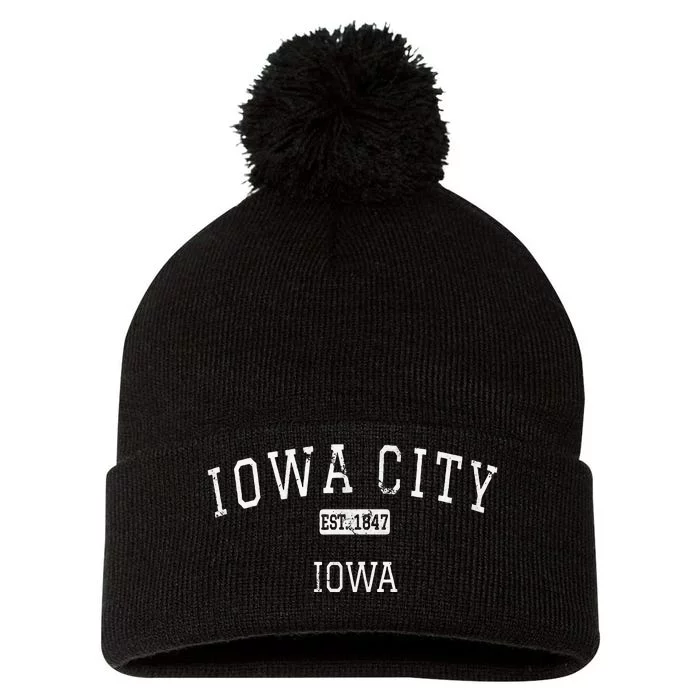 Iowa City Iowa IA Vintage Pom Pom 12in Knit Beanie