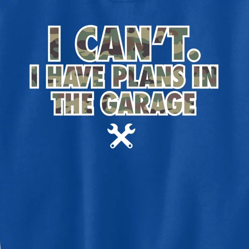 I Can't I Have Plans In Garage Car Mechanic Camo Graphic Gift Kids Sweatshirt