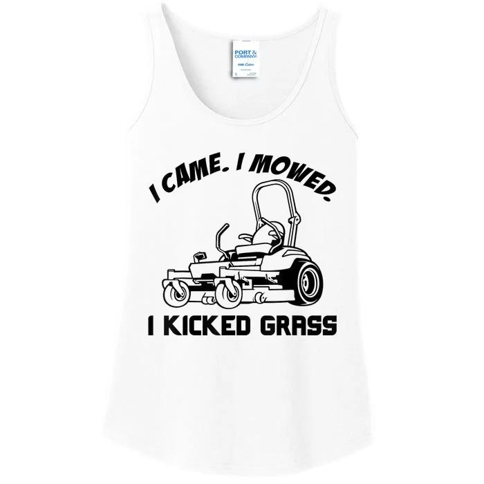 I Came I Mowed I Kicked Grass Funny Lawn Mowing Ladies Essential Tank