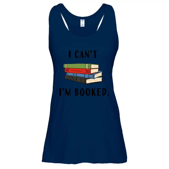 I Can't I'm Booked Book Lover Reading Club Librarian Funny Gift Ladies Essential Flowy Tank