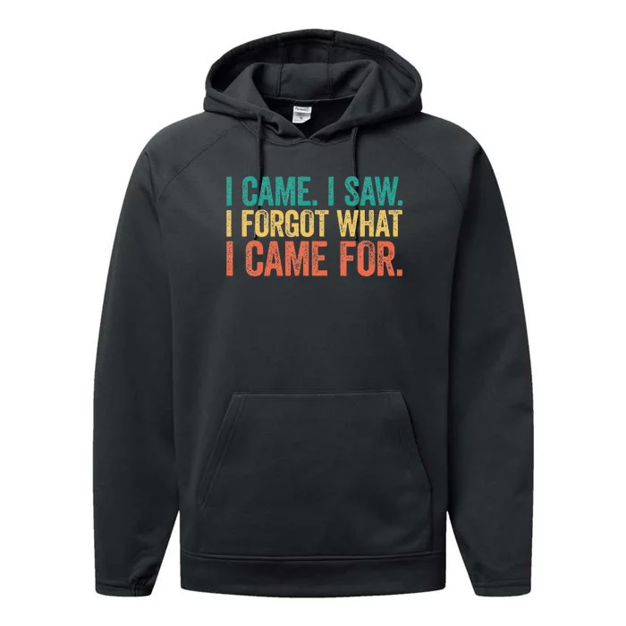 I Came I Saw I Forgot What I Came Performance Fleece Hoodie