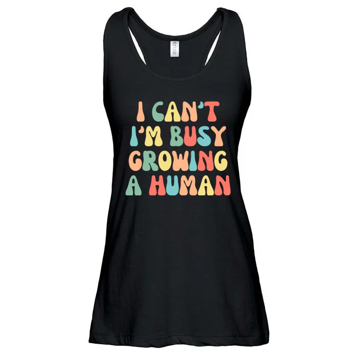 I Can't I'm Busy Growing A Human Funny Pregnant Ladies Essential Flowy Tank