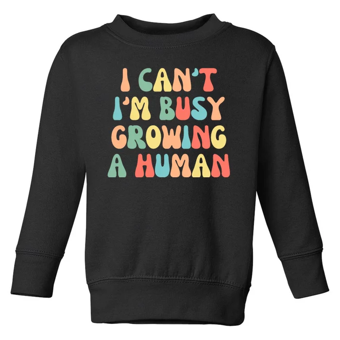 I Can't I'm Busy Growing A Human Funny Pregnant Toddler Sweatshirt