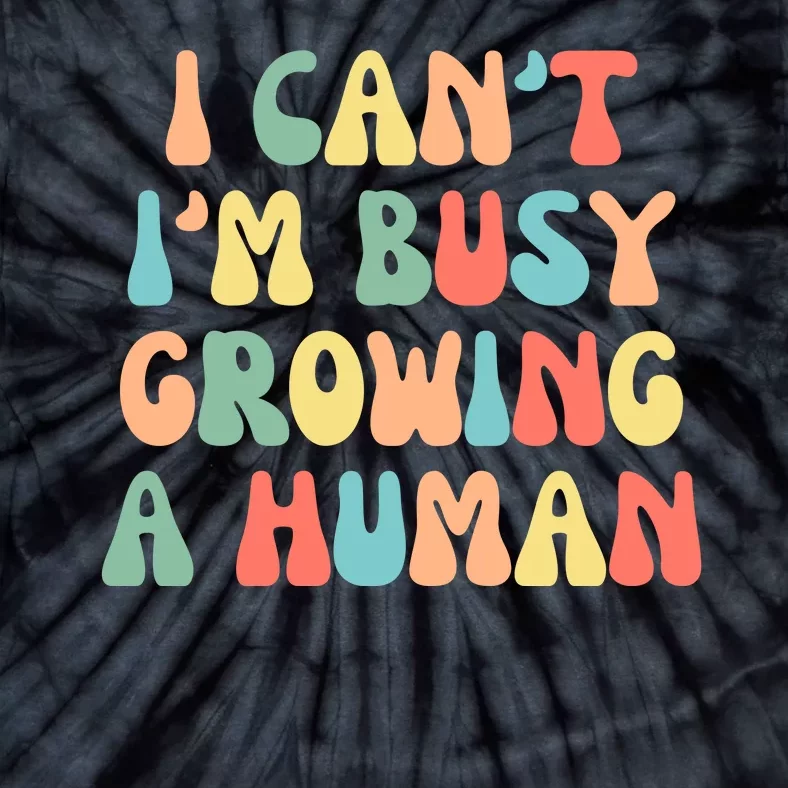 I Can't I'm Busy Growing A Human Funny Pregnant Tie-Dye T-Shirt