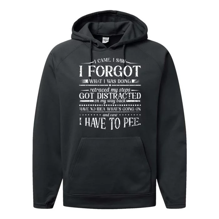 I Came I Saw I Forgot What I Was Doing Retraced Performance Fleece Hoodie