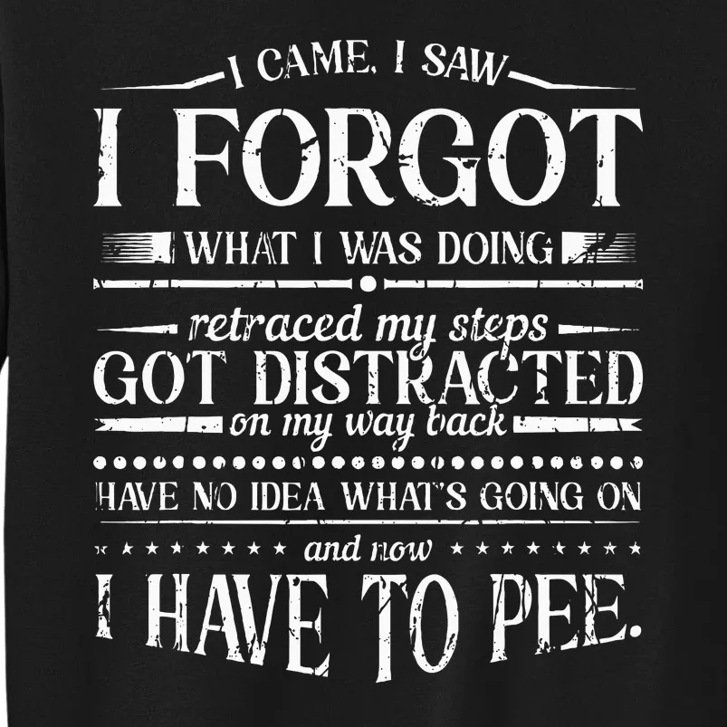 I Came I Saw I Forgot What I Was Doing Retraced Tall Sweatshirt