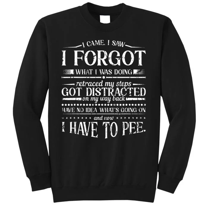 I Came I Saw I Forgot What I Was Doing Retraced Tall Sweatshirt