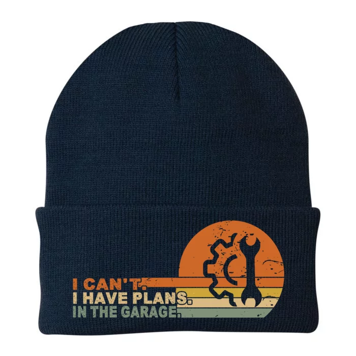 I Can't I Have Plans In My Garage Vintage Retro Car Mechanic Meaningful Gift Knit Cap Winter Beanie