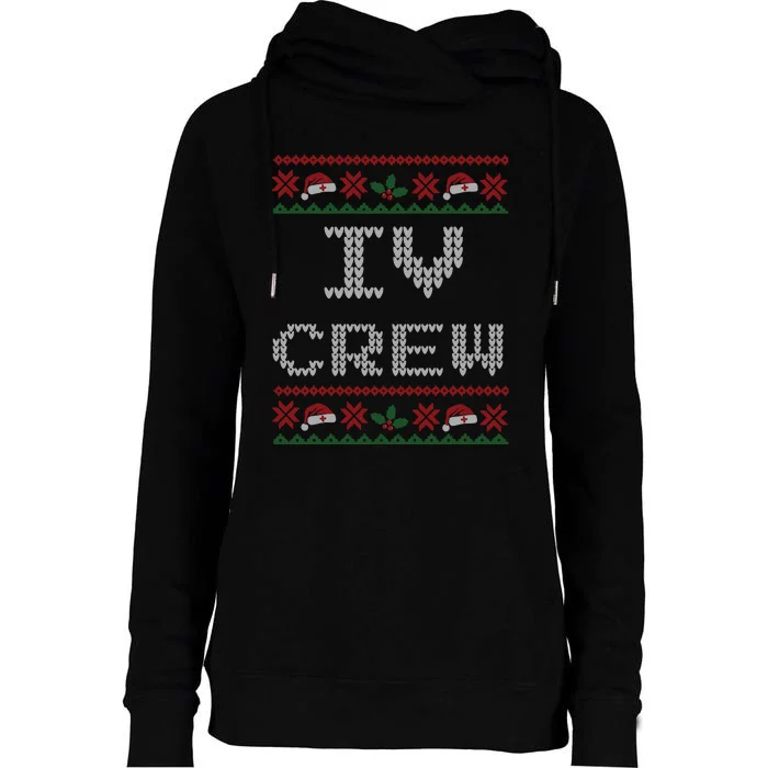 Iv Christmas Intravenous Crew Womens Funnel Neck Pullover Hood