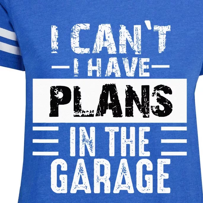 I Cant I Have Plans In The Garage Funny Retro Car Mechanic Enza Ladies Jersey Football T-Shirt