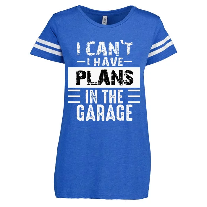 I Cant I Have Plans In The Garage Funny Retro Car Mechanic Enza Ladies Jersey Football T-Shirt